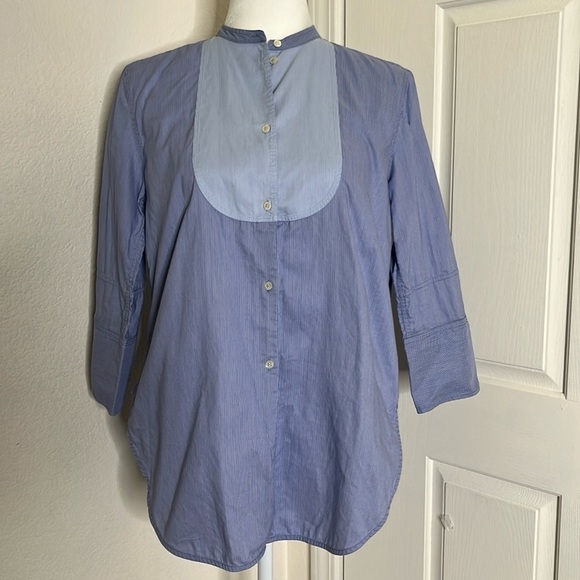 Helmut Lang Ottoman Striped Long Sleeve Shirt Buttondown Women's Medium Preppy - Picture 2 of 13